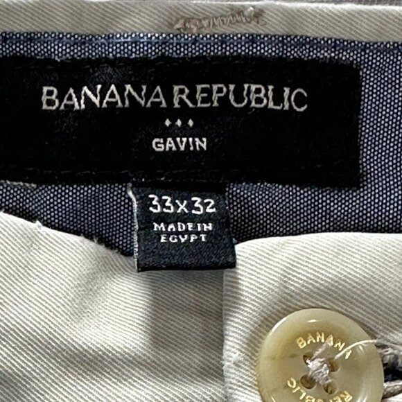 Banana Republic Pants Men 33 Gavin Chino Beige Cotton Flat Front Straight Leg - Picture 5 of 9